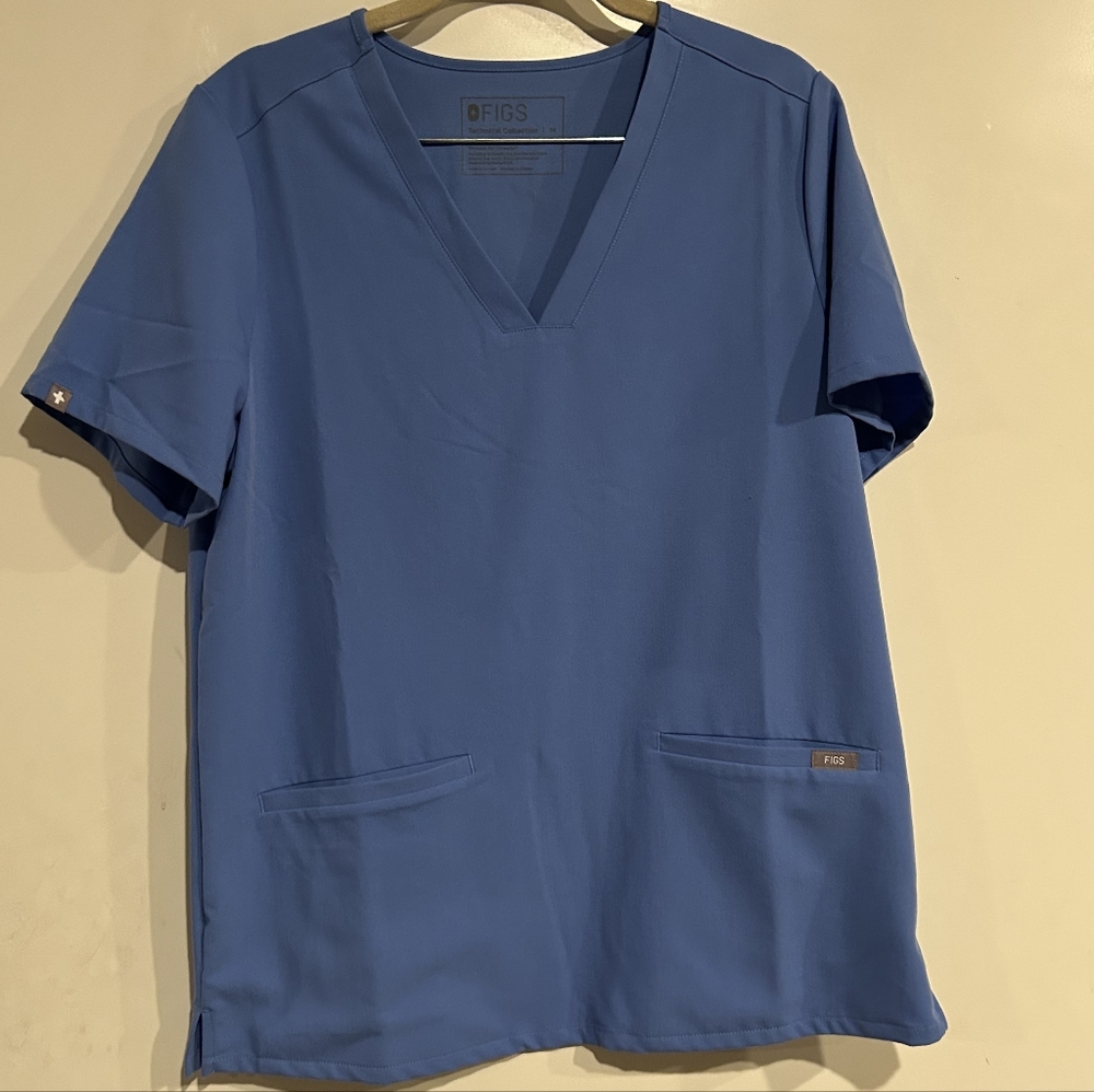 Figs Classic Blue V-Neck Scrub Top